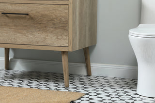 36 inch Single bathroom vanity in natural oak with backsplash