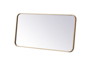 Soft corner metal rectangular mirror 18x36 inch in Brass