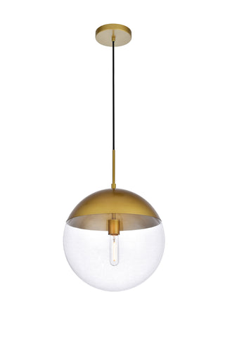 Eclipse 1 Light Brass Pendant With Clear Glass