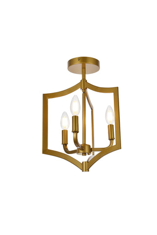 Kiera 3 lights flush mount in brass