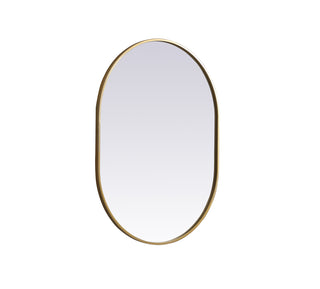 Metal Frame Oval Mirror 27x36 Inch in Brass