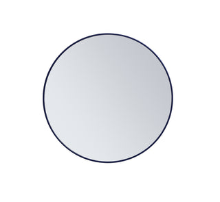 Metal frame round mirror 36 inch Blue