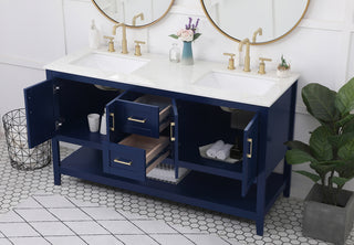 60 inch Double Bathroom Vanity in Blue