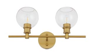 Collier 2 light Brass and Clear glass Wall sconce