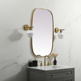 Metal Frame Oval Mirror 24x40 Inch in Brass