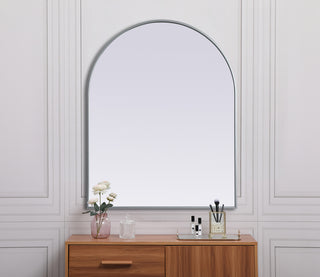 Metal Frame Arch Mirror 33x42 Inch in Silver