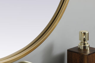 Metal Frame Oval Mirror 20x36 Inch in Brass