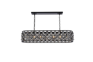 Madison 7 light Matte Black Chandelier Silver Shade (Grey) Royal Cut Crystal