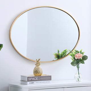 Metal frame oval mirror 34 inch in Brass