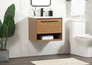 24 inch Single bathroom vanity in walnut brown