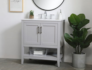 30 inch Single Bathroom Vanity in Grey with Backsplash