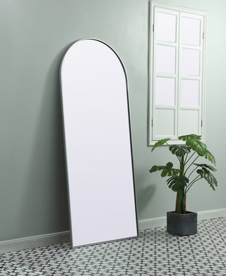 Metal Frame Arch Full Length Mirror 32x76 Inch in Silver