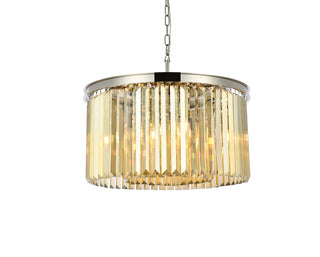 Sydney 8 light polished nickel Chandelier Golden Teak (Smoky) Royal Cut Crystal