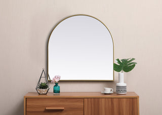 Metal Frame Arch Mirror 36x36 Inch in Brass