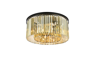 Sydney 8 light Matte Black Flush Mount Golden Teak (Smoky) Royal Cut Crystal