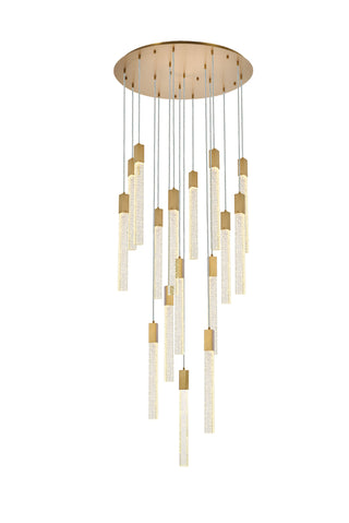 Weston 16 lights pendant in satin gold