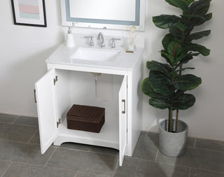 30 inch Single Bathroom Vanity in White with Backsplash