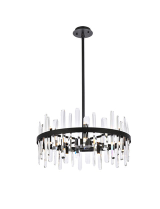 Serena 25 inch crystal round pendant in black