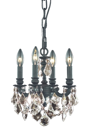 Lille 4 light Dark Bronze Pendant Golden Teak (Smoky) Royal Cut Crystal