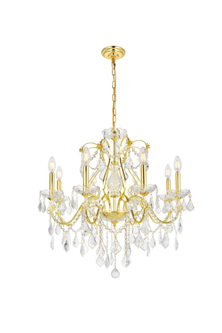 St. Francis 8 light Gold Chandelier Clear Royal Cut Crystal