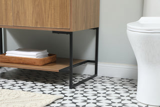 36 inch Single bathroom vanity in walnut brown with backsplash