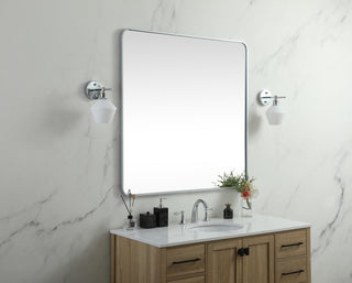 Soft corner metal square mirror 42x42 inch in Silver