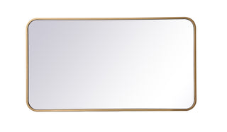 Soft corner metal rectangular mirror 20x36 inch in Brass