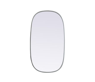 Metal Frame Oval Mirror 20x36 Inch in Silver