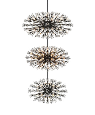 Vera 48 inch three tiers crystal starburst chandelier in black