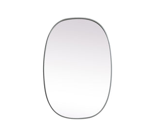 Metal Frame Oval Mirror 27x40 Inch in Silver