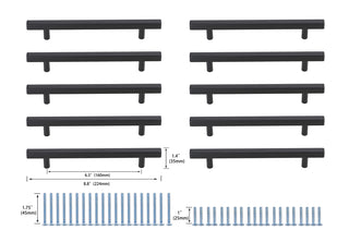 Dior 6-5/16" Center to Center Matte Black Bar Pull Multipack (set of 10)
