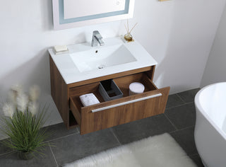 30 inch  Single Bathroom Floating Vanity in Walnut Brown