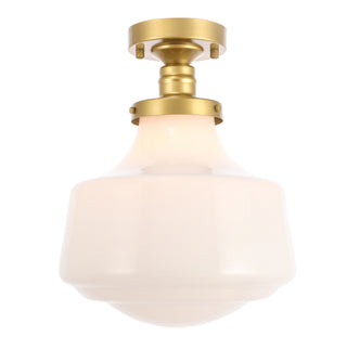 Lyle 1 light Brass and frosted white glass Flush mount