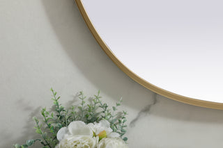 Metal Frame Oval Mirror 30x40 Inch in Brass