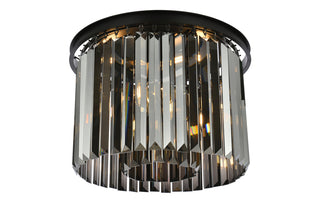 Sydney 6 light Matte Black Flush Mount Silver Shade (Grey) Royal Cut Crystal