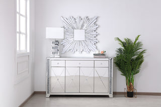 60 in silver crystal mirrored credenza