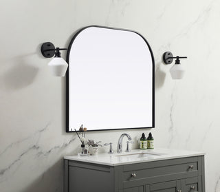 Metal Frame Arch Mirror 40x34 Inch in Black