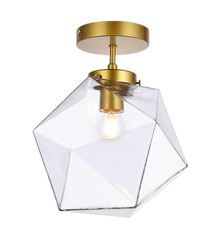 Lawrence 1 light brass and clear glass flush mount