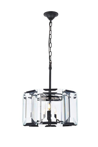 Monaco 4 light Flat Black (Matte) Pendant Clear Glass Crystal