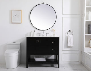36 inch Single Bathroom Vanity in Black with Backsplash