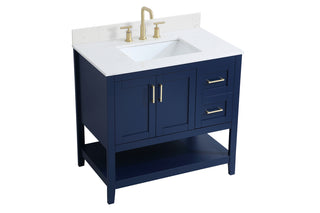 36 inch Single Bathroom Vanity in Blue with Backsplash