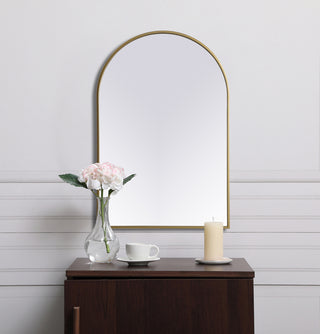 Metal Frame Arch Mirror 24x36 Inch in Brass