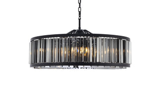 Chelsea 10 light Matte Black Chandelier Silver Shade (Grey) Royal Cut Crystal