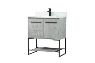 30 inch Single bathroom vanity in concrete grey with backsplash