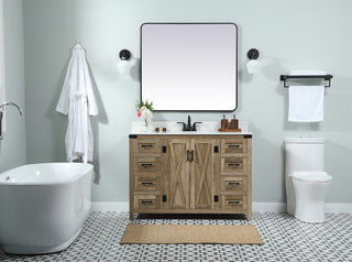48 inch Single bathroom vanity in natural oak with backsplash