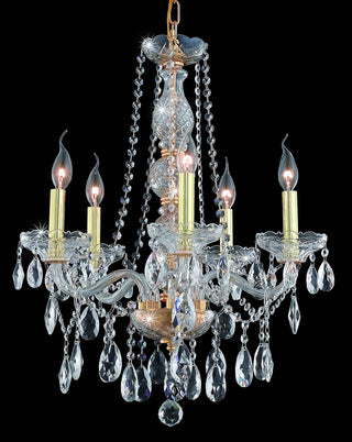 Verona 5 light Gold Chandelier Clear Royal Cut Crystal