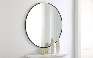 Metal frame Round Mirror 42 inch Black finish