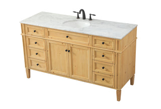 60 inch Single bathroom vanity in natural wood