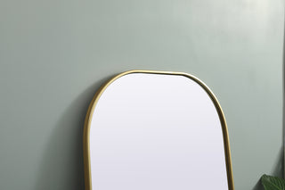 Metal Frame Arch Full Length Mirror 28x66 Inch in Brass