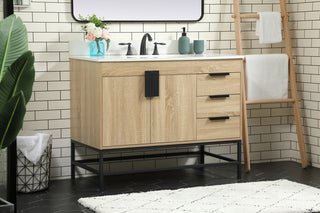 42 inch Single bathroom vanity in mango wood with backsplash